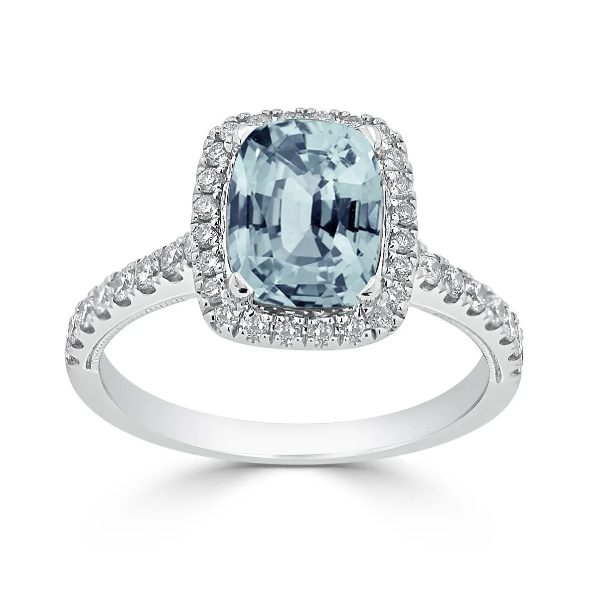 Auriya 1 1/8ct Cushion-cut Aquamarine and Halo Diamond Engagement Ring 3/8ctw 14k Gold sold by Zulily product image thumbnail 3