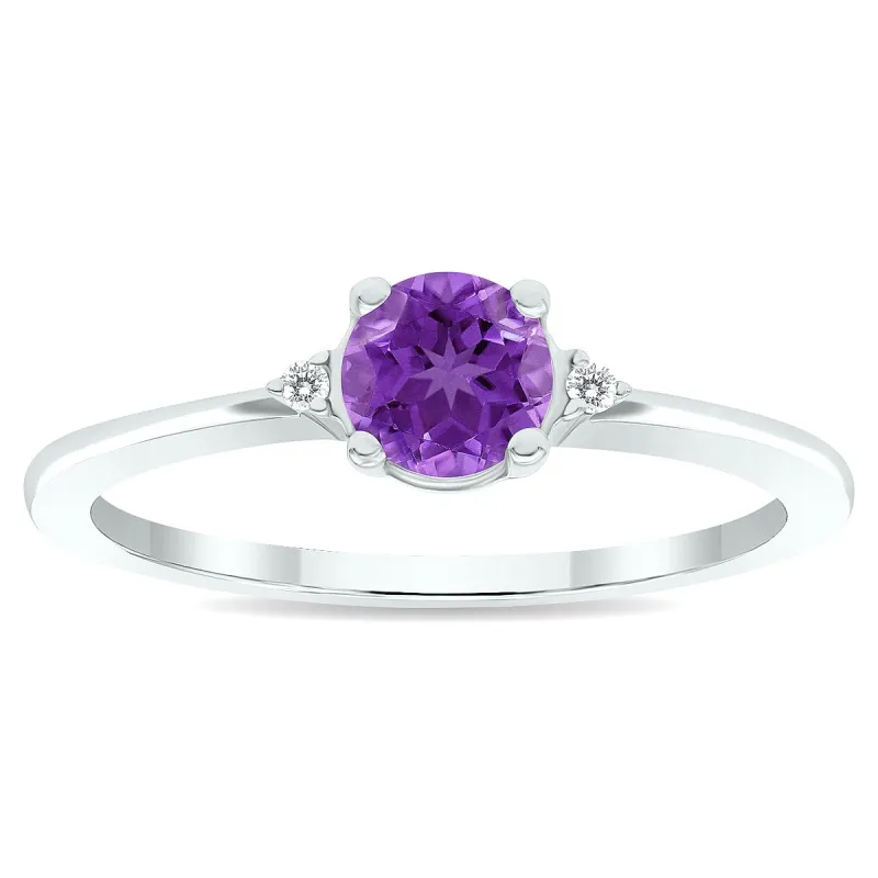 Women's Amethyst and Diamond Classic Band in 10K White Gold sold by Zulily