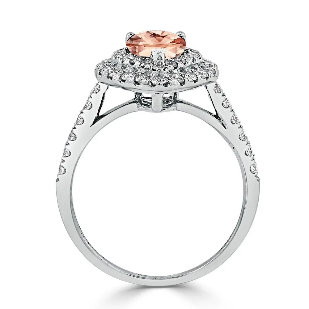 Auriya 9/10ct Pear Shape Morganite Halo Diamond Engagement Ring 5/8ctw 18K Gold sold by Zulily product image thumbnail 4