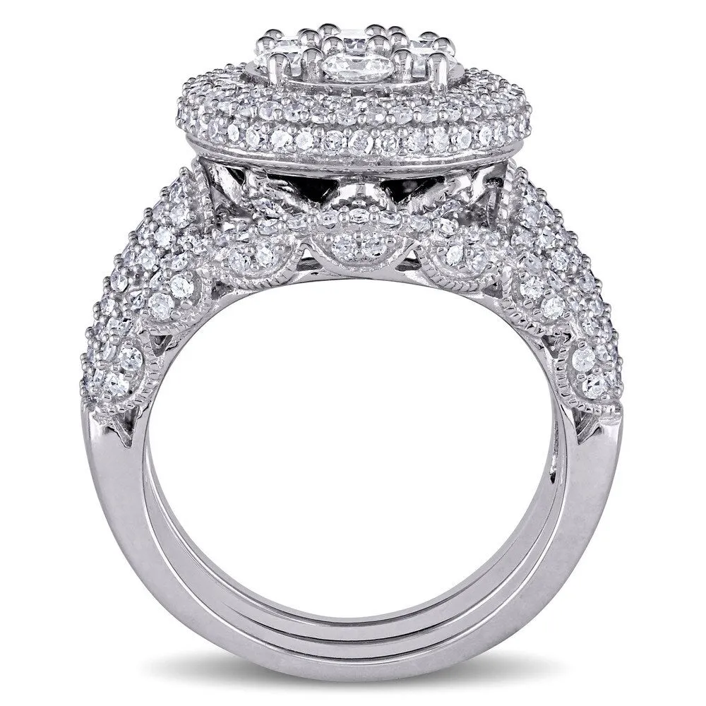 Miadora Signature Collection 2 1/2ct TDW Diamond Cluster Multi-Row Bridal Set in 10k White Gold sold by Zulily product image thumbnail 5