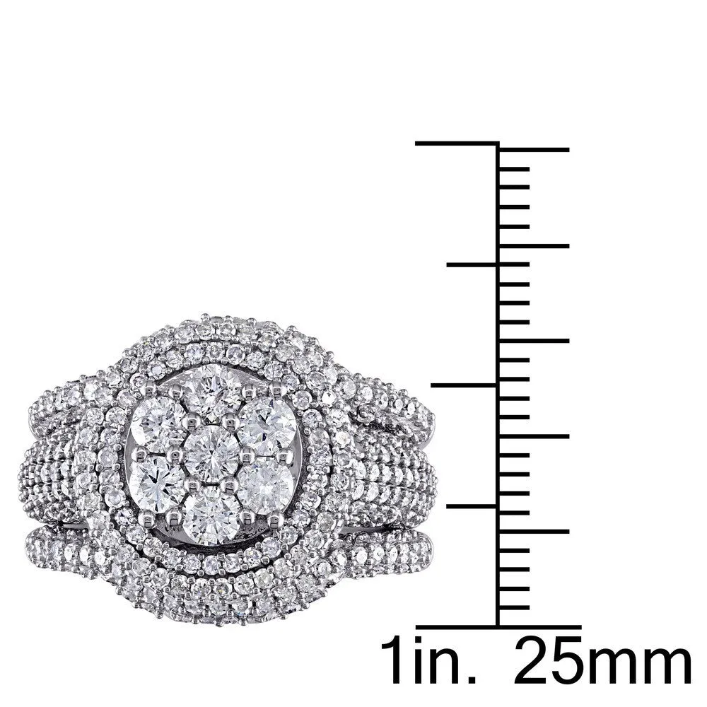 Miadora Signature Collection 2 1/2ct TDW Diamond Cluster Multi-Row Bridal Set in 10k White Gold sold by Zulily product image thumbnail 3