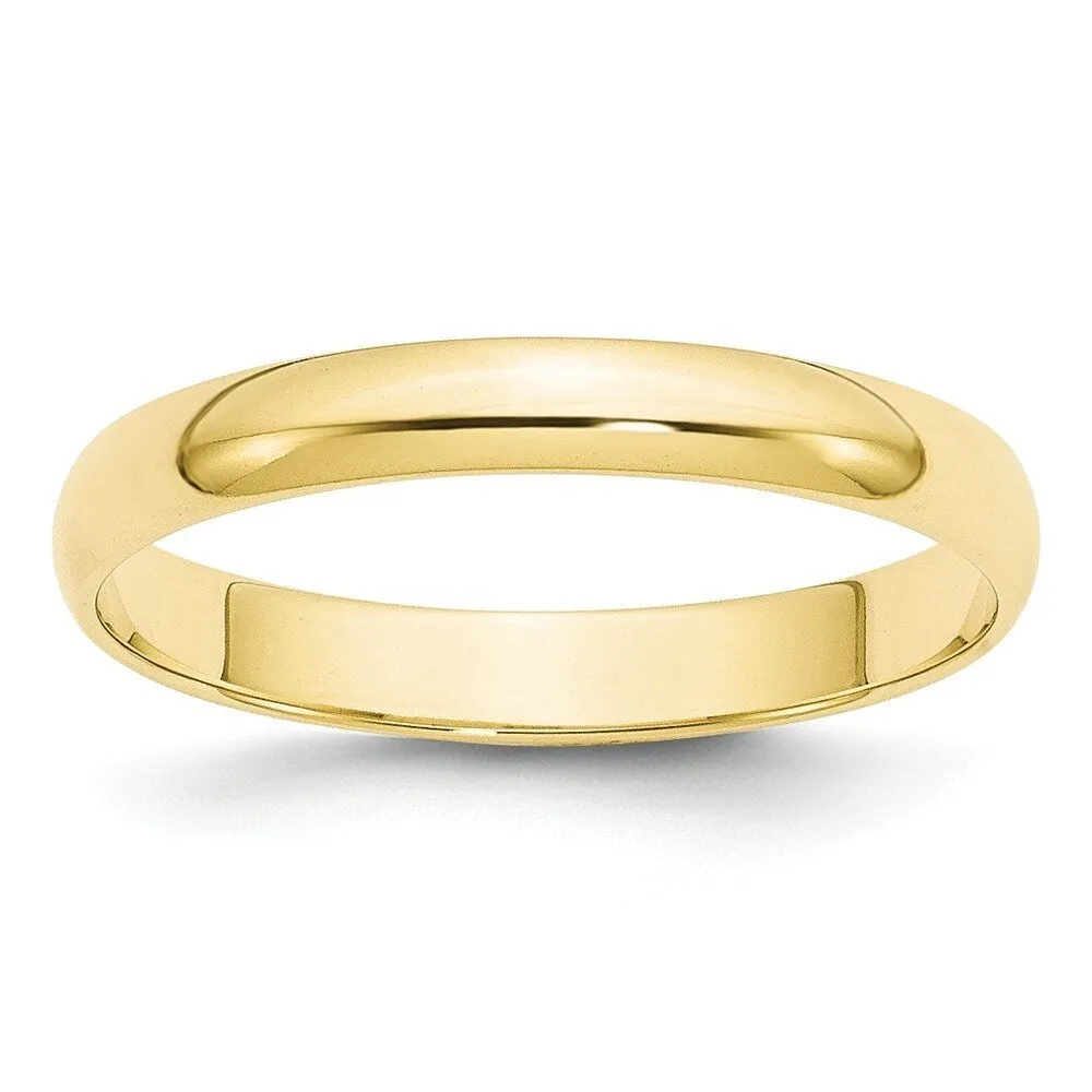 Curata 10k Yellow Gold Unisex 3 mm Half-Round Light Wedding Band (sizes 4-14) sold by Zulily