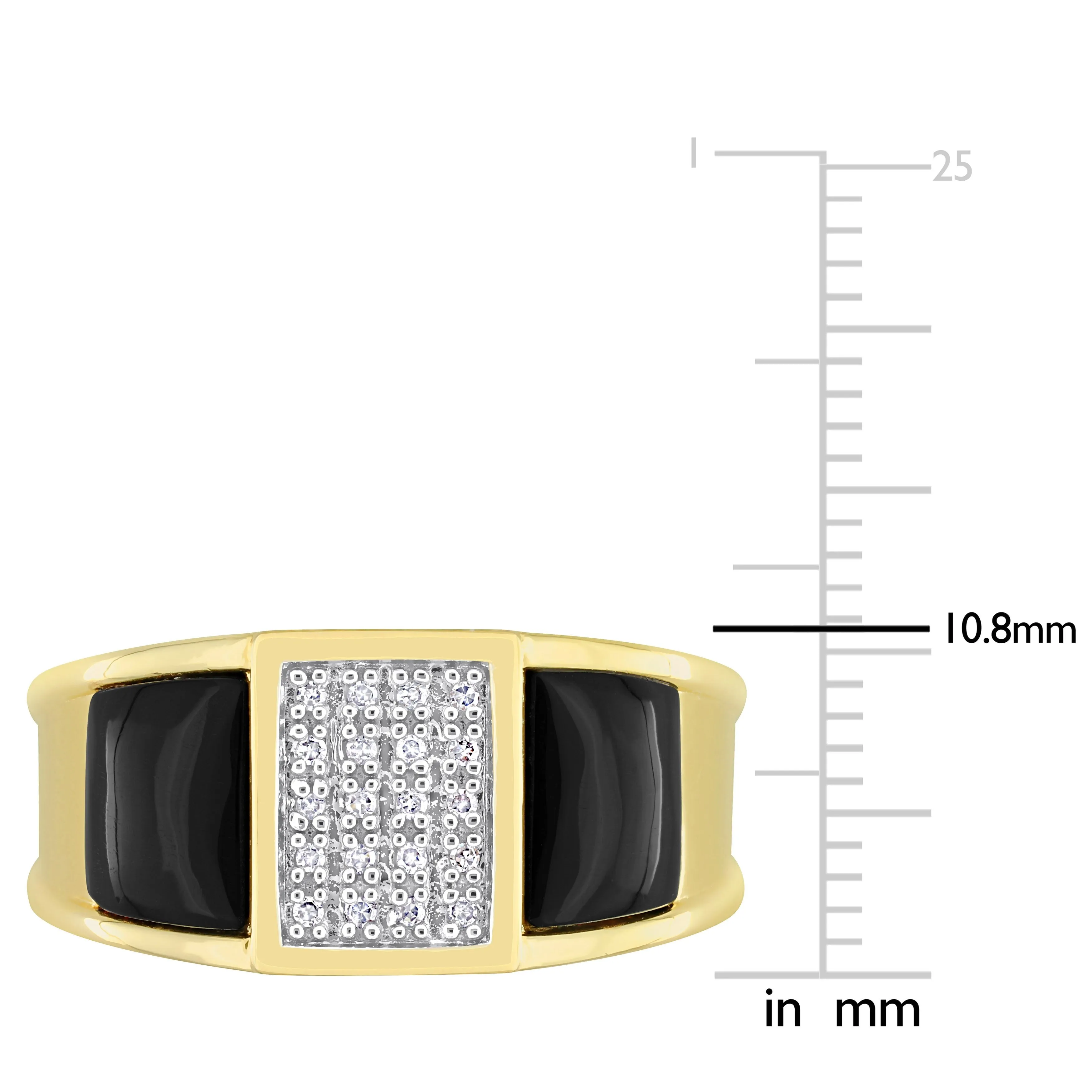 Miadora 2ct TGW Square Black Onyx and 1/10ct TDW Diamond Mens Ring in Yellow Silver sold by Zulily product image thumbnail 3