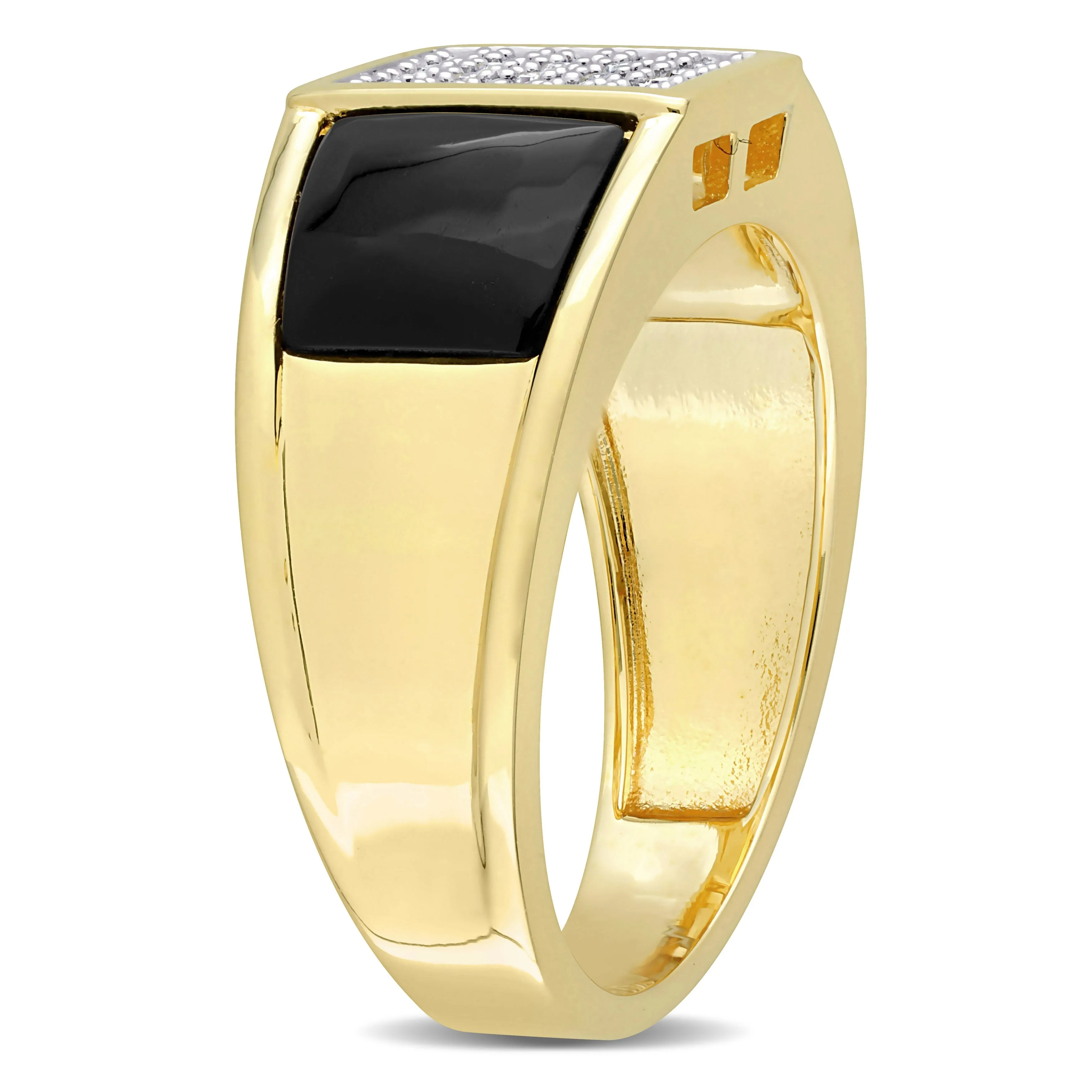 Miadora 2ct TGW Square Black Onyx and 1/10ct TDW Diamond Mens Ring in Yellow Silver sold by Zulily product image thumbnail 2
