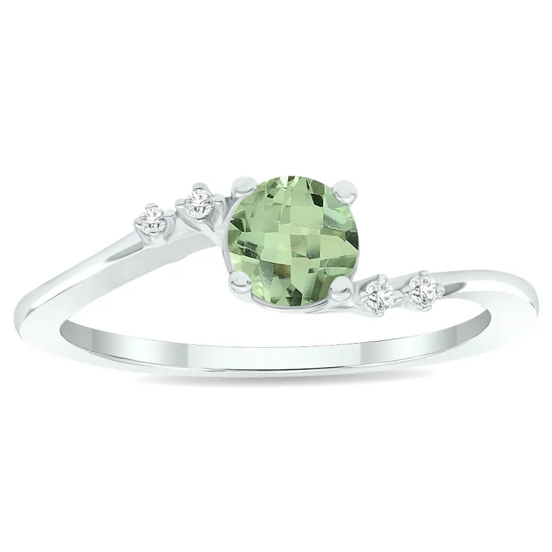 Women's Green Amethyst and Diamond Tierra Ring in 10K White Gold sold by Zulily