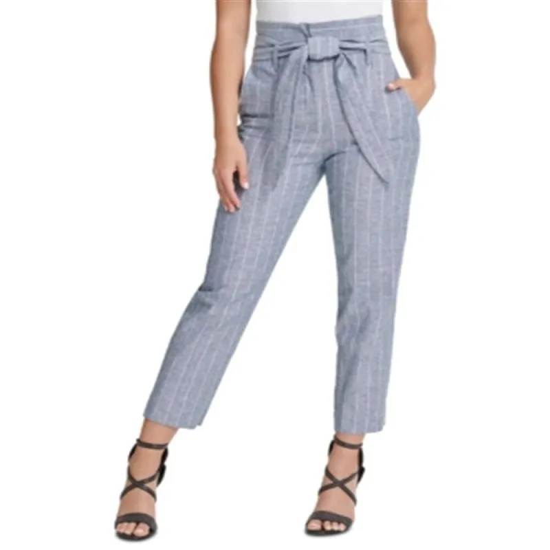DKNY Women's Pinstripe High-Waist Pants Blue Size 2 Petite - 2 Petite sold by Zulily