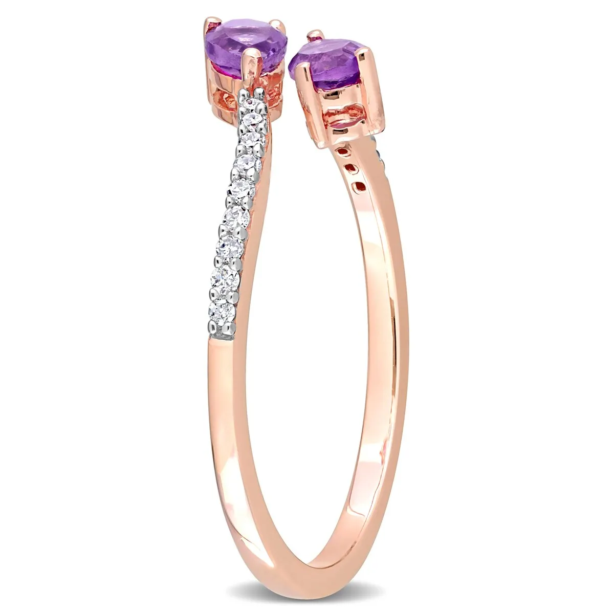 Miadora Pear-cut Amethyst and 1/10ct TDW Diamond Teardrop Bypass Ring in 10k Rose Gold sold by Zulily product image thumbnail 4