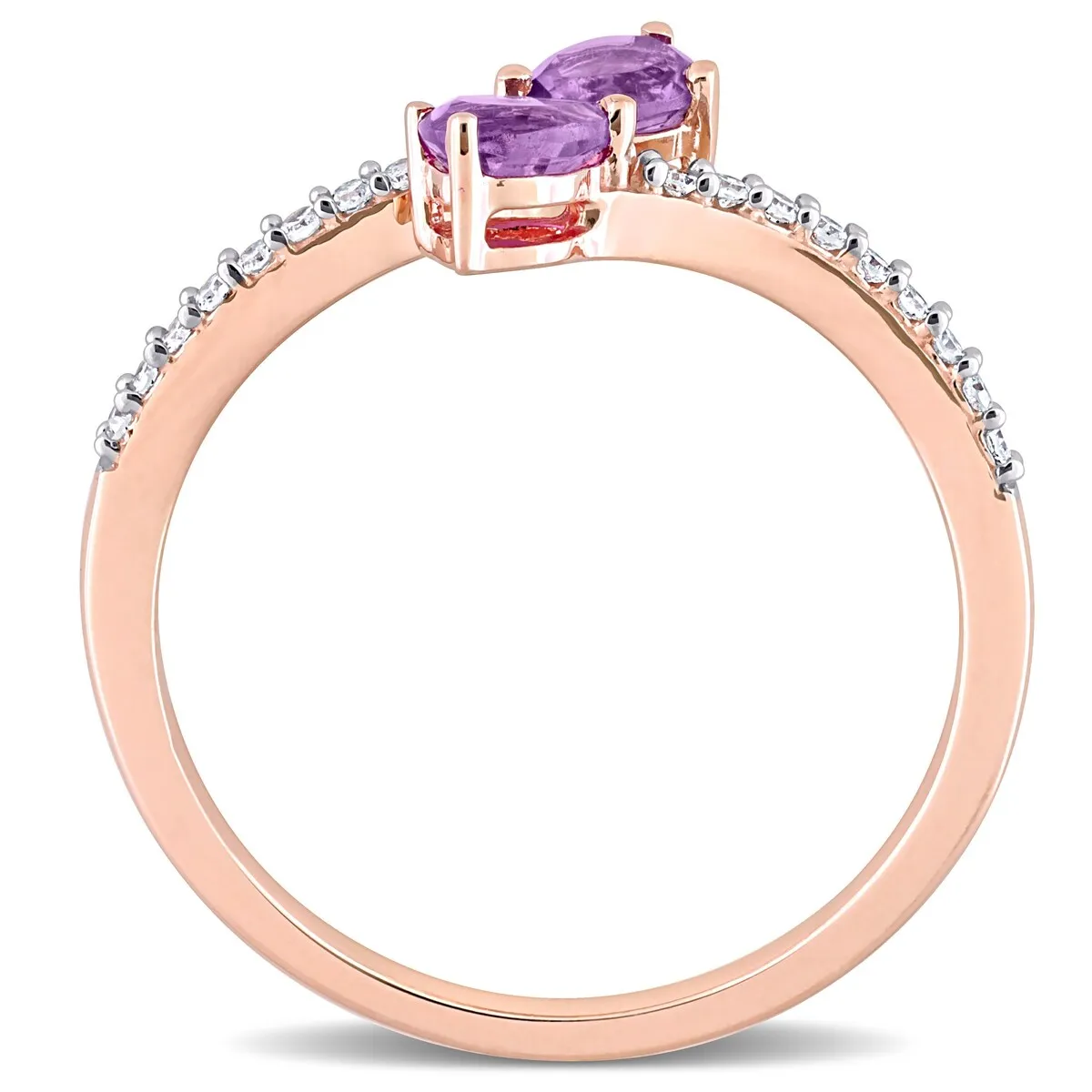 Miadora Pear-cut Amethyst and 1/10ct TDW Diamond Teardrop Bypass Ring in 10k Rose Gold sold by Zulily product image thumbnail 5