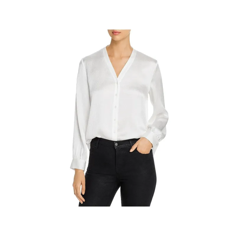 Eileen Fisher Womens Silk Button-Front Button-Down Top White Size Small sold by Zulily
