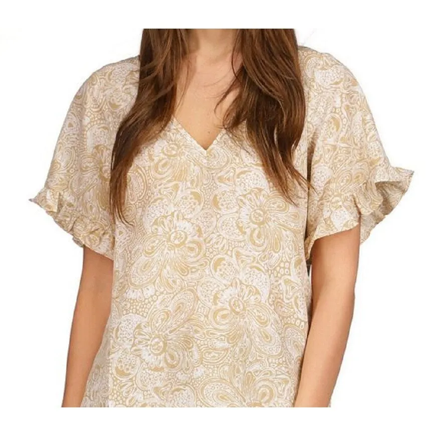 Michael Kors Women's Paisley Print Ruffled Sleeve Top Brown sold by Zulily product image thumbnail 2