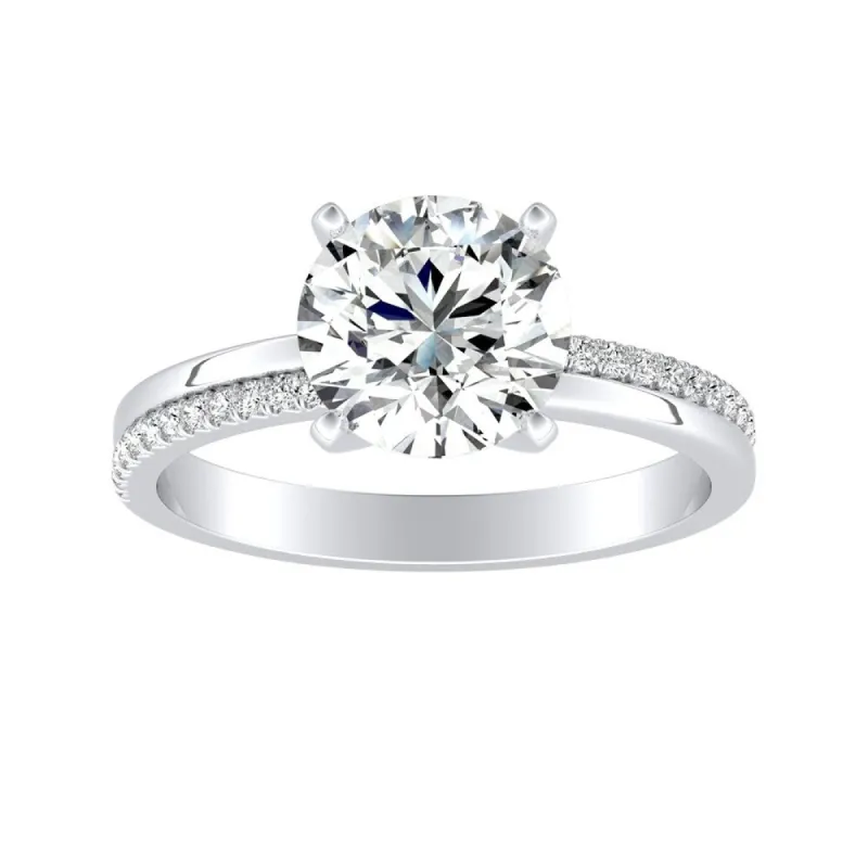 Auriya 14k Gold Modern 2 1/2ct Moissanite and Diamond Engagement Ring 1/8ctw sold by Zulily