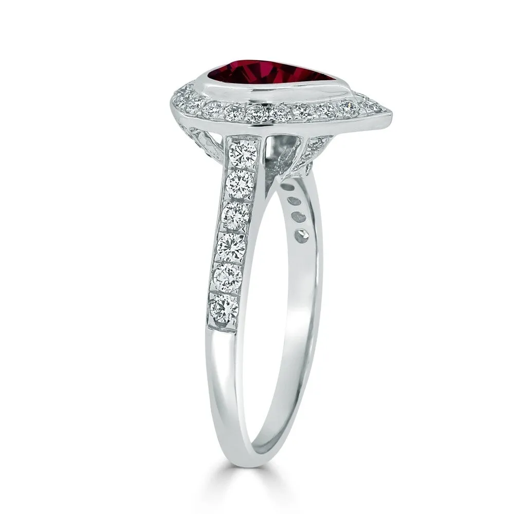 Auriya 2 1/5ct Pear Shape Red Ruby Halo Diamond Engagement Ring 5/8ctw 18K Gold sold by Zulily product image thumbnail 3