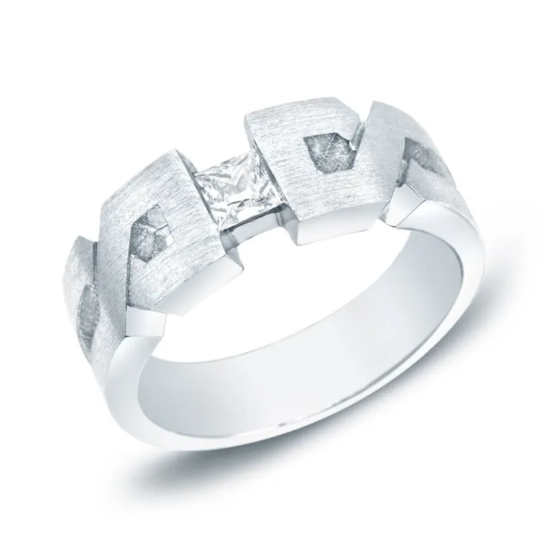 Men's 14k Gold 1/3ct TDW Satin X-Carved Diamond Wedding Band by Auriya sold by Zulily