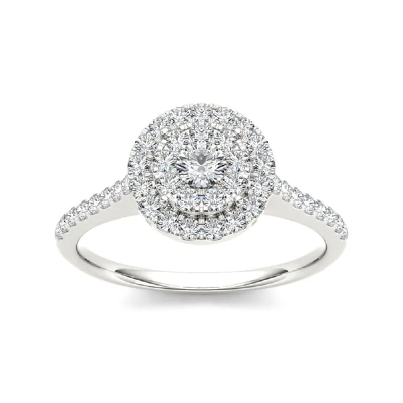 De Couer IGI Certified 10k Gold 3/4ct TDW Diamond Double Halo Engagement Ring - white sold by Zulily