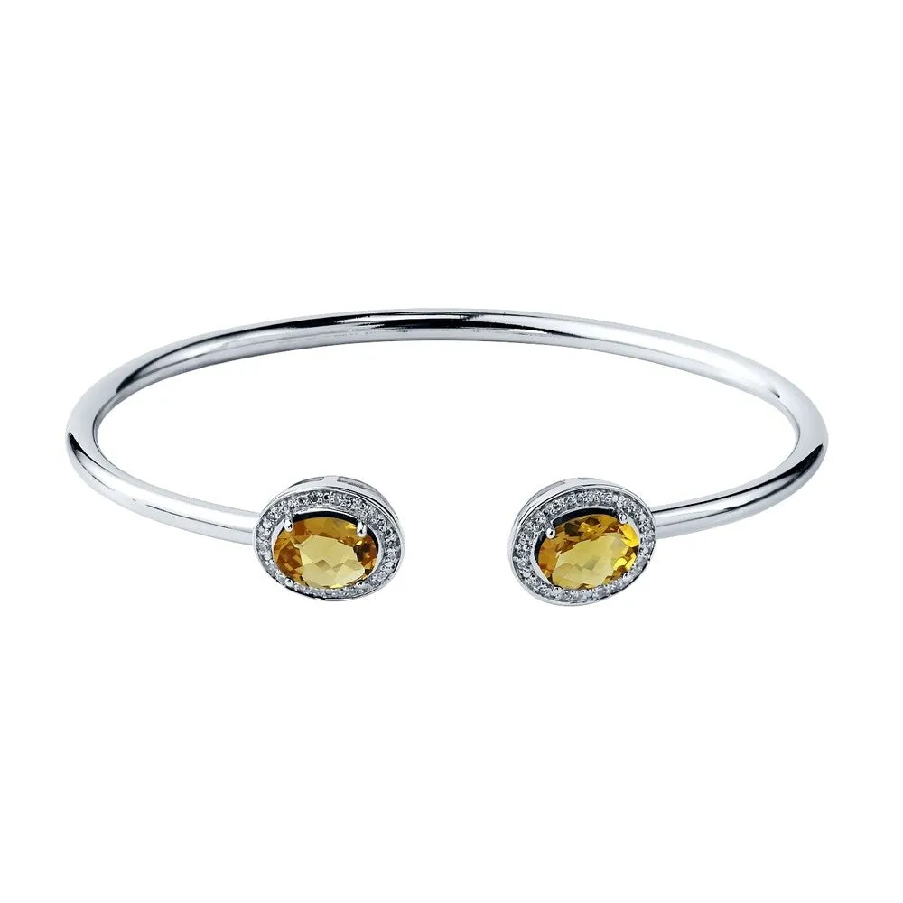 Auriya 2ct Oval Yellow Citrine Gold over Silver Bangle Bracelet with Diamond Accents sold by Zulily