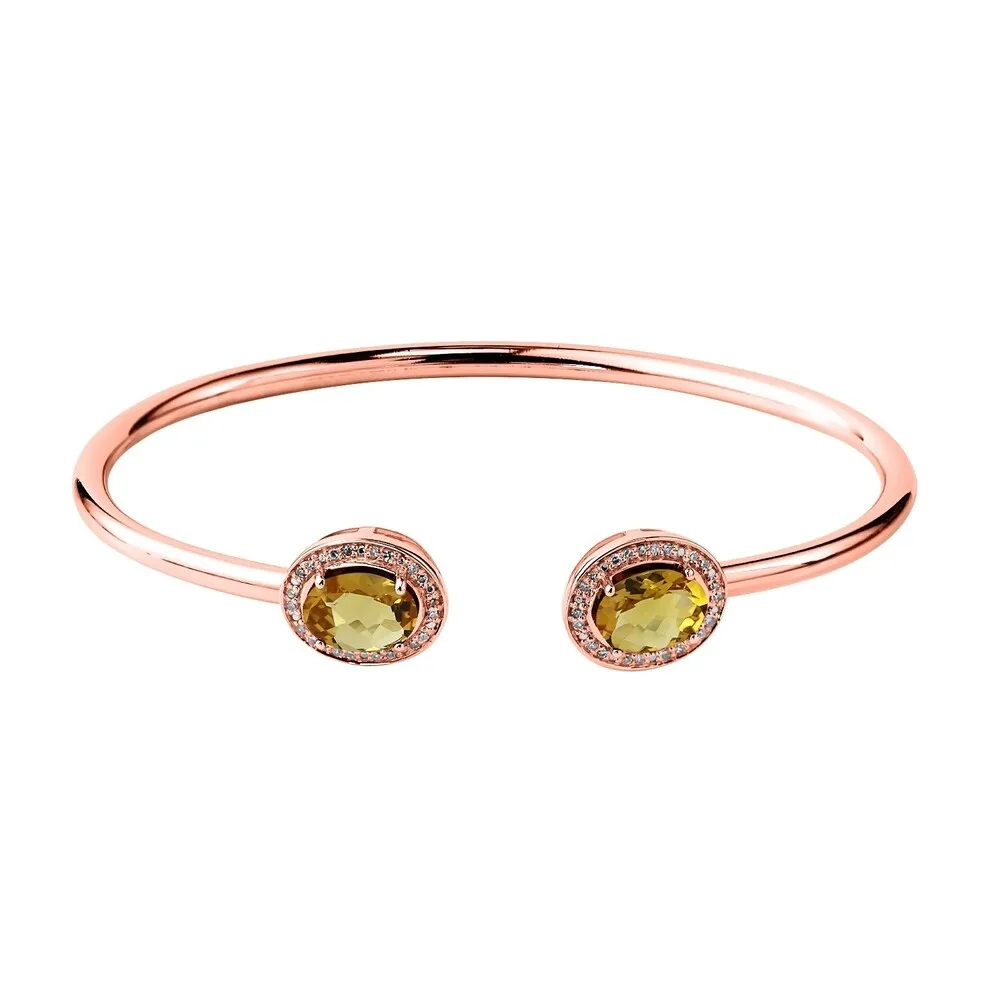 Auriya 2ct Oval Yellow Citrine Gold over Silver Bangle Bracelet with Diamond Accents sold by Zulily product image thumbnail 2