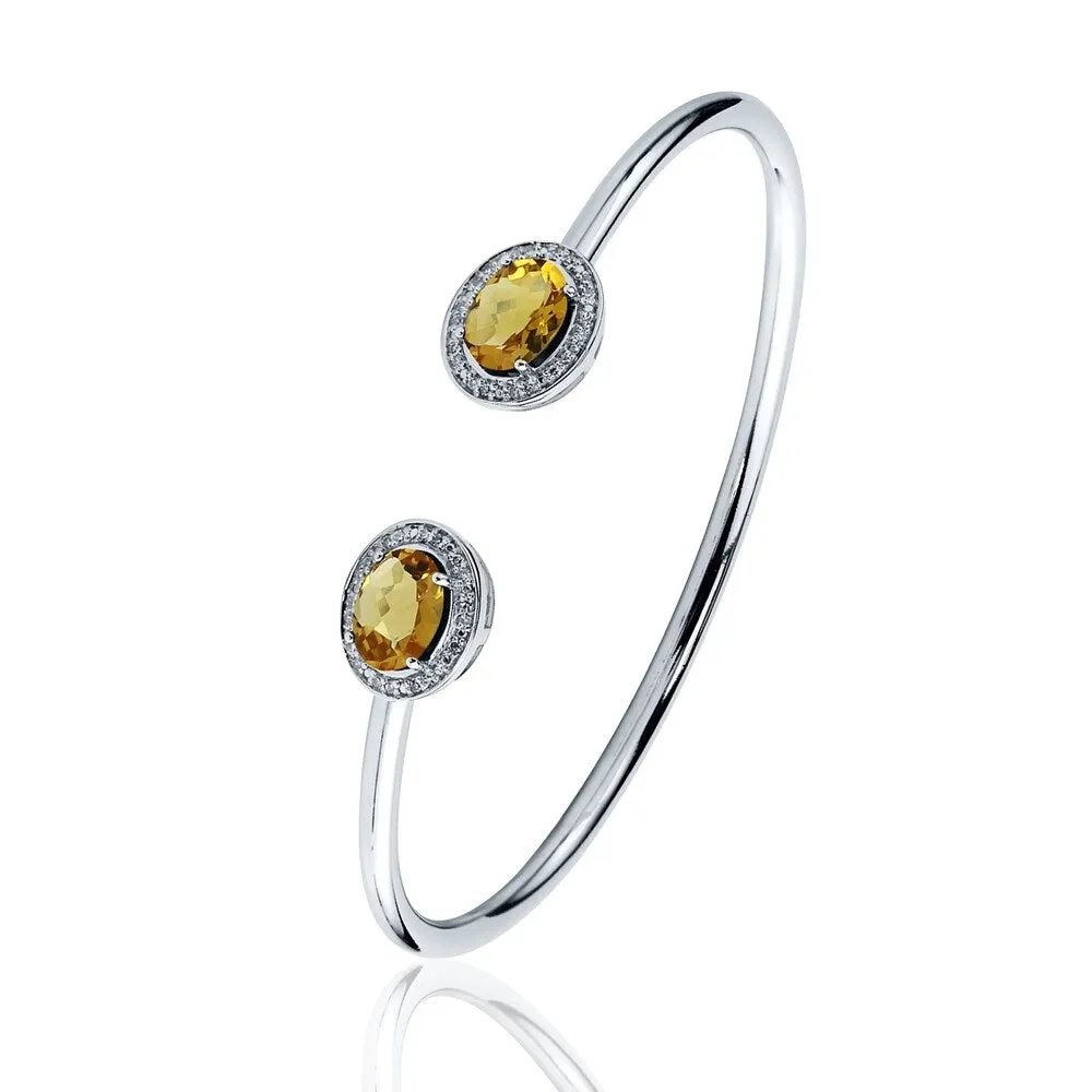 Auriya 2ct Oval Yellow Citrine Gold over Silver Bangle Bracelet with Diamond Accents sold by Zulily product image thumbnail 5