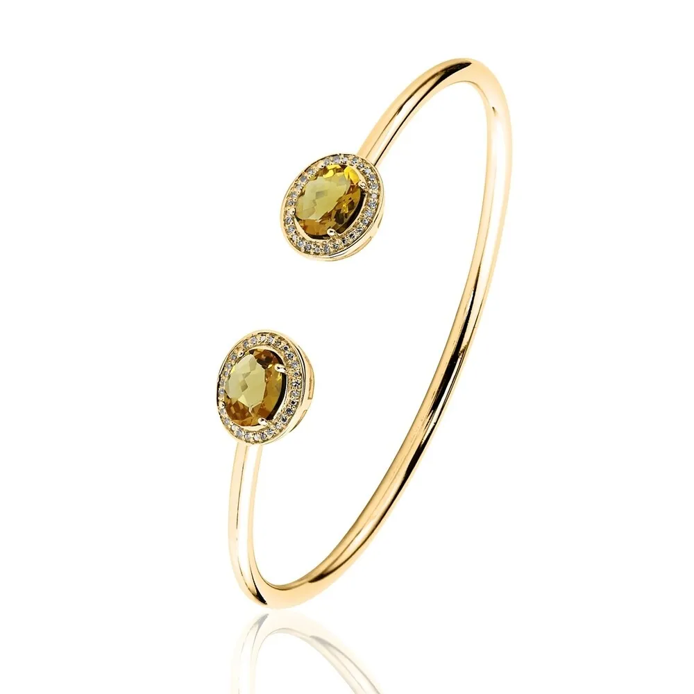 Auriya 2ct Oval Yellow Citrine Gold over Silver Bangle Bracelet with Diamond Accents sold by Zulily product image thumbnail 4