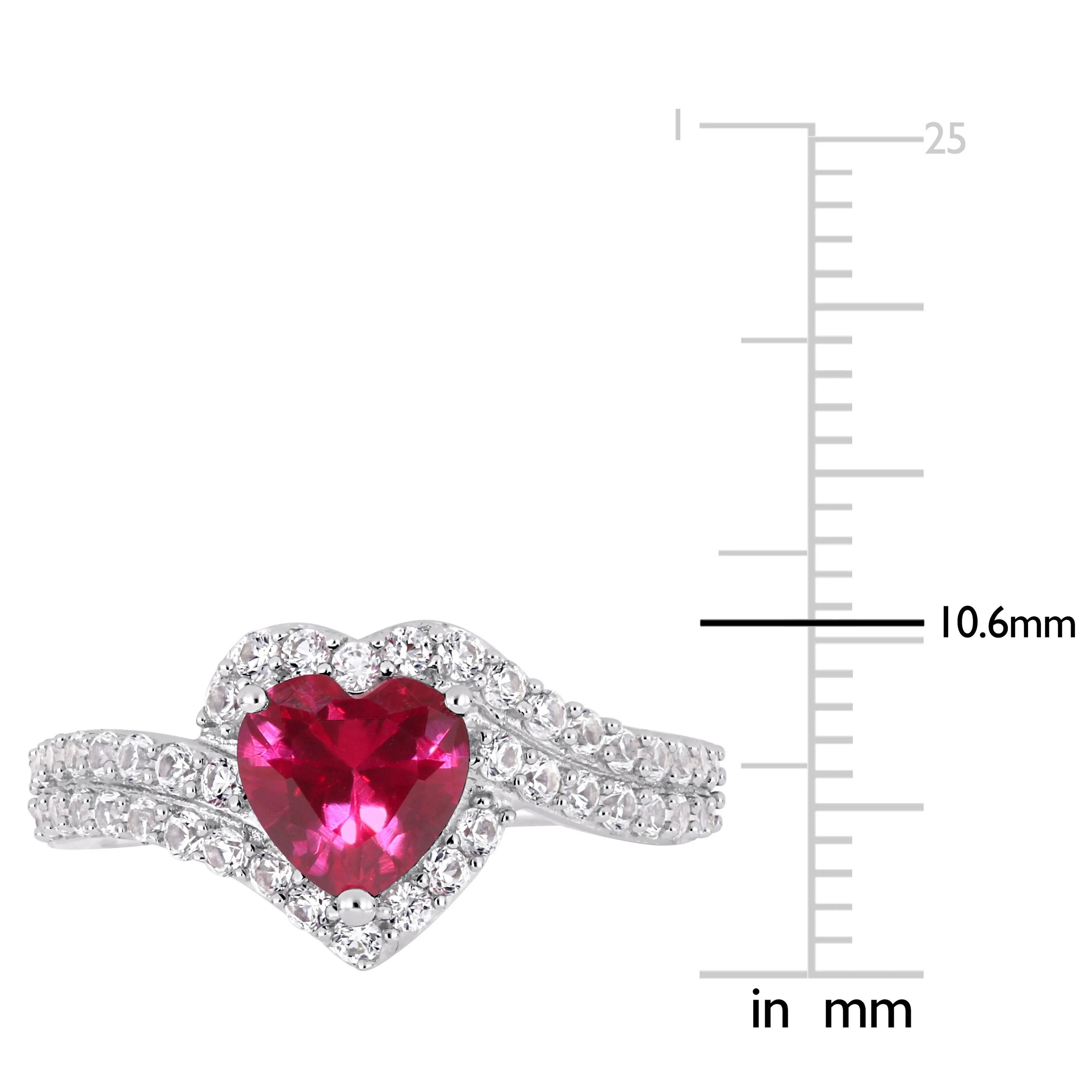 Miadora 2 1/2ct TGW Created White Sapphire and Created Ruby Heart Halo Engagement Ring in Sterling Silver sold by Zulily product image thumbnail 3