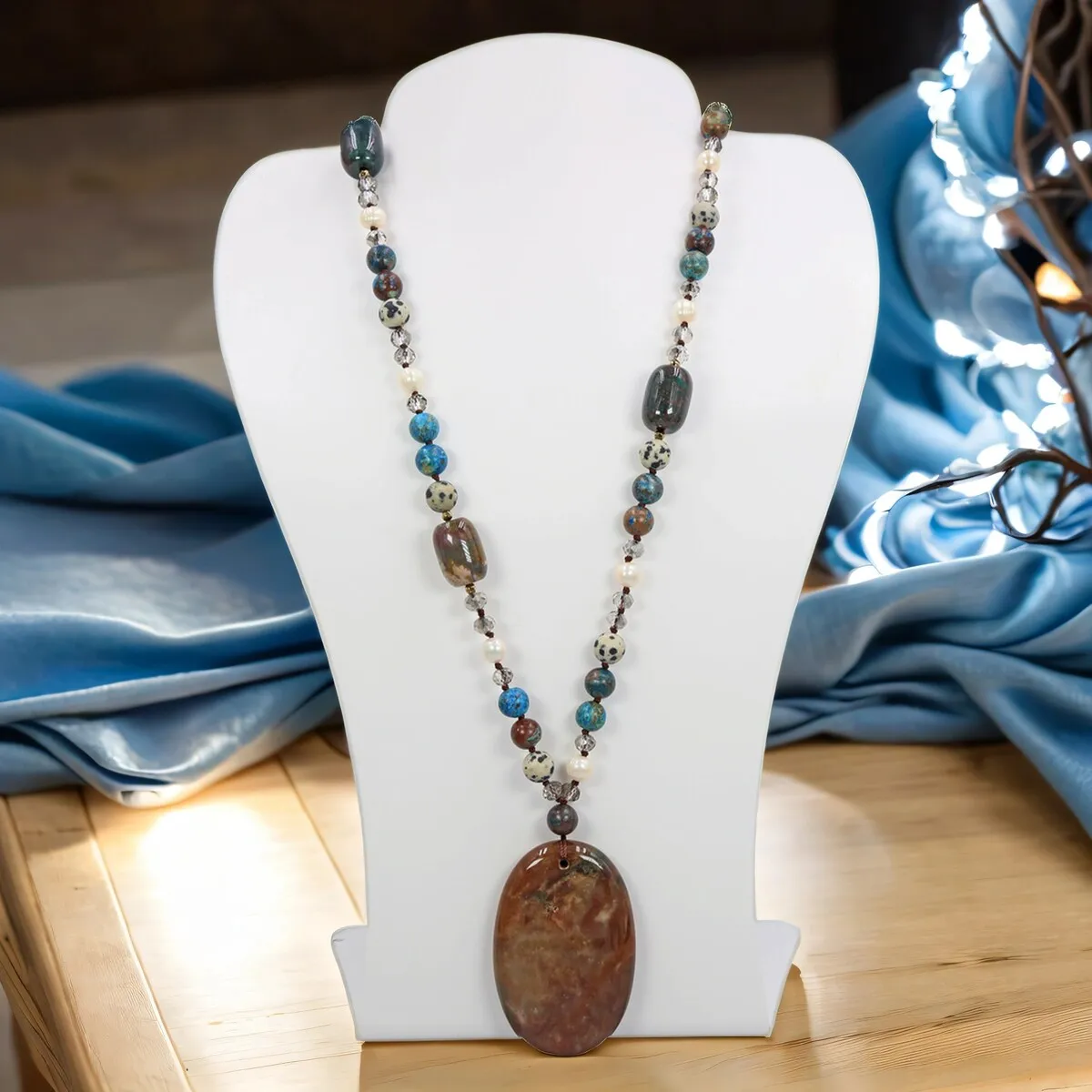Indian Agate Oval Necklace sold by Zulily product image thumbnail 3
