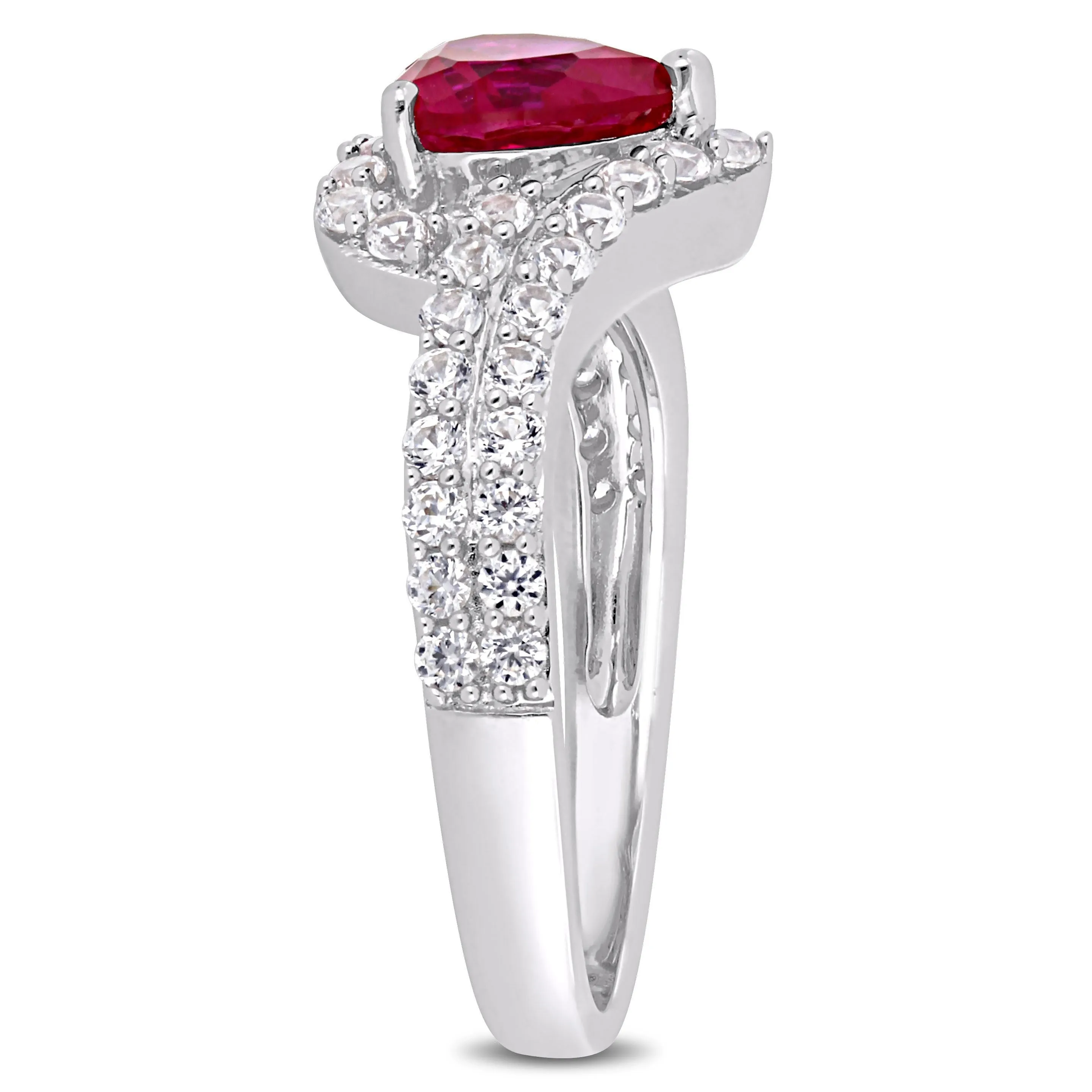 Miadora 2 1/2ct TGW Created White Sapphire and Created Ruby Heart Halo Engagement Ring in Sterling Silver sold by Zulily product image thumbnail 2