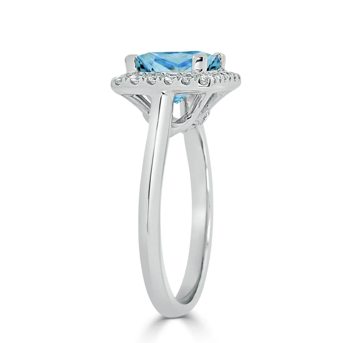 Auriya 1 3/4ct Princess-cut Sky Blue Topaz Halo Diamond Engagement Ring 1/3ctw 14k Gold sold by Zulily product image thumbnail 4