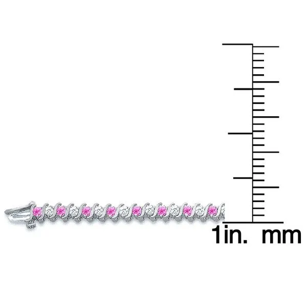 Auriya 1 1/2ct Pink Sapphire and 1 1/2ctw S-Link Diamond Tennis Bracelet 14k Gold sold by Zulily product image thumbnail 4