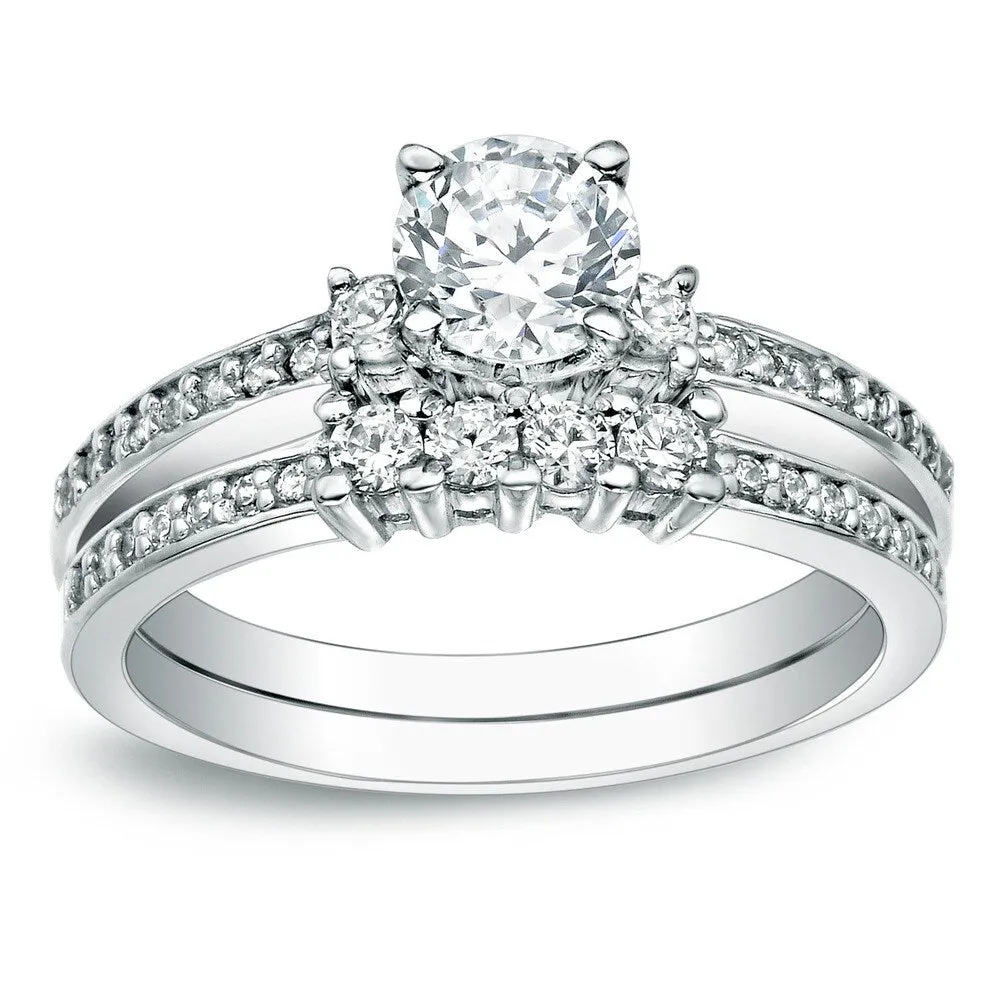 Auriya 14k Gold 1ctw Round Diamond Engagement Ring Set sold by Zulily