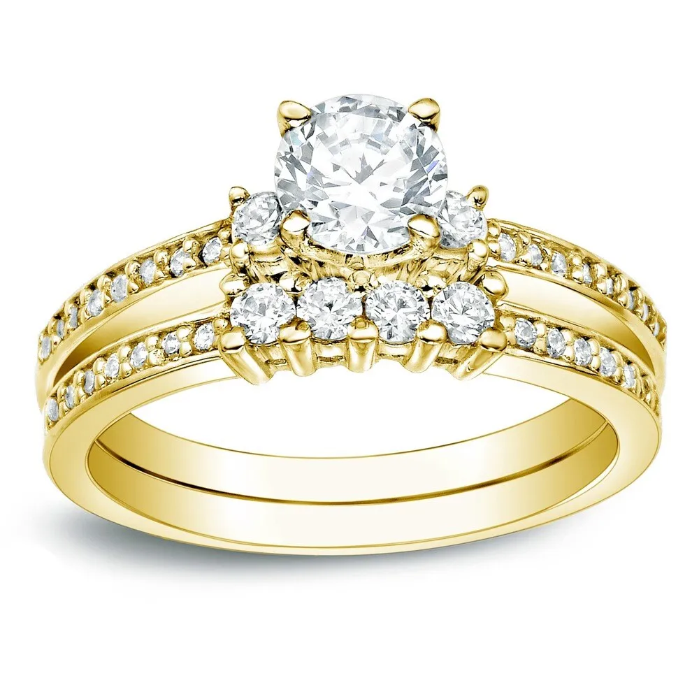 Auriya 14k Gold 1ctw Round Diamond Engagement Ring Set sold by Zulily product image thumbnail 2