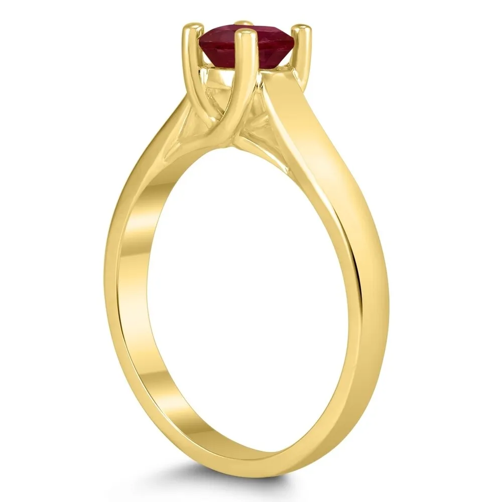 Round 5MM Ruby Cathedral Solitaire Ring in 10K Yellow Gold sold by Zulily product image thumbnail 2
