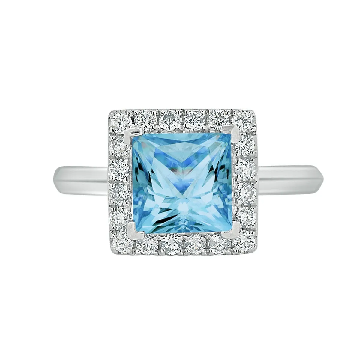 Auriya 1 3/4ct Princess-cut Sky Blue Topaz Halo Diamond Engagement Ring 1/3ctw 14k Gold sold by Zulily product image thumbnail 2