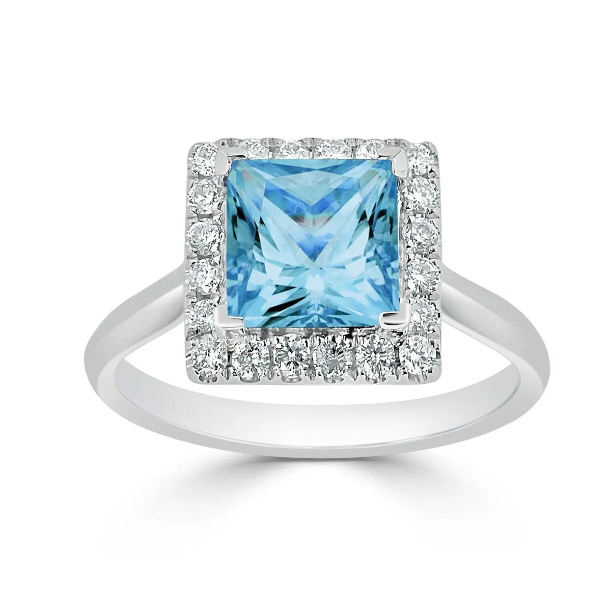 Auriya 1 3/4ct Princess-cut Sky Blue Topaz Halo Diamond Engagement Ring 1/3ctw 14k Gold sold by Zulily product image thumbnail 3