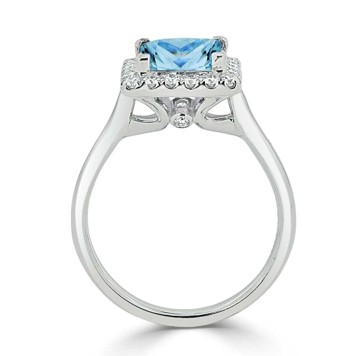 Auriya 1 3/4ct Princess-cut Sky Blue Topaz Halo Diamond Engagement Ring 1/3ctw 14k Gold sold by Zulily product image thumbnail 5