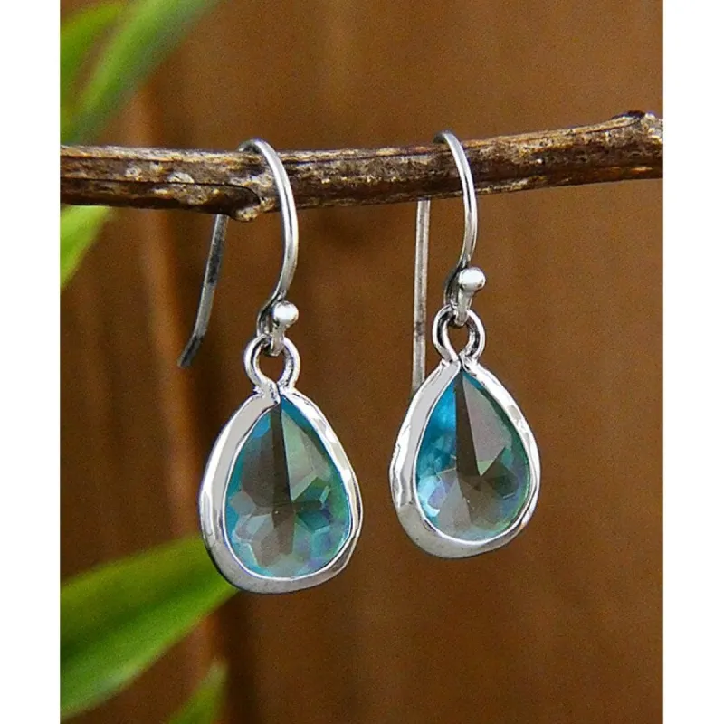 Vera & Co. Sterling Silver Simply Teardrop Blue Topaz Color Glass Earring sold by Zulily
