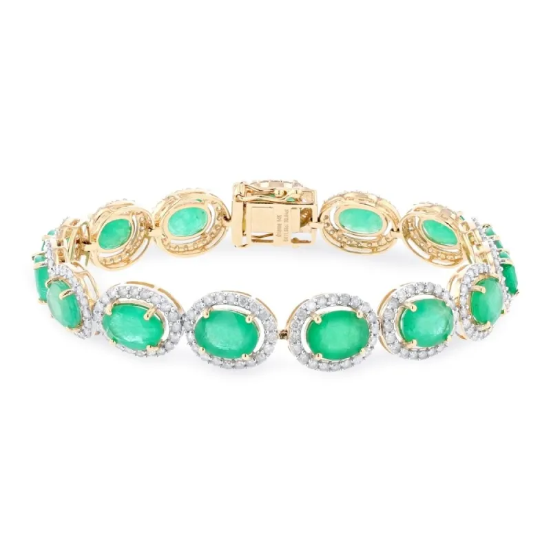 Auriya Yellow 14k Gold 17 5/8ct Emerald and 3ct TDW Diamond Bracelet - Green sold by Zulily