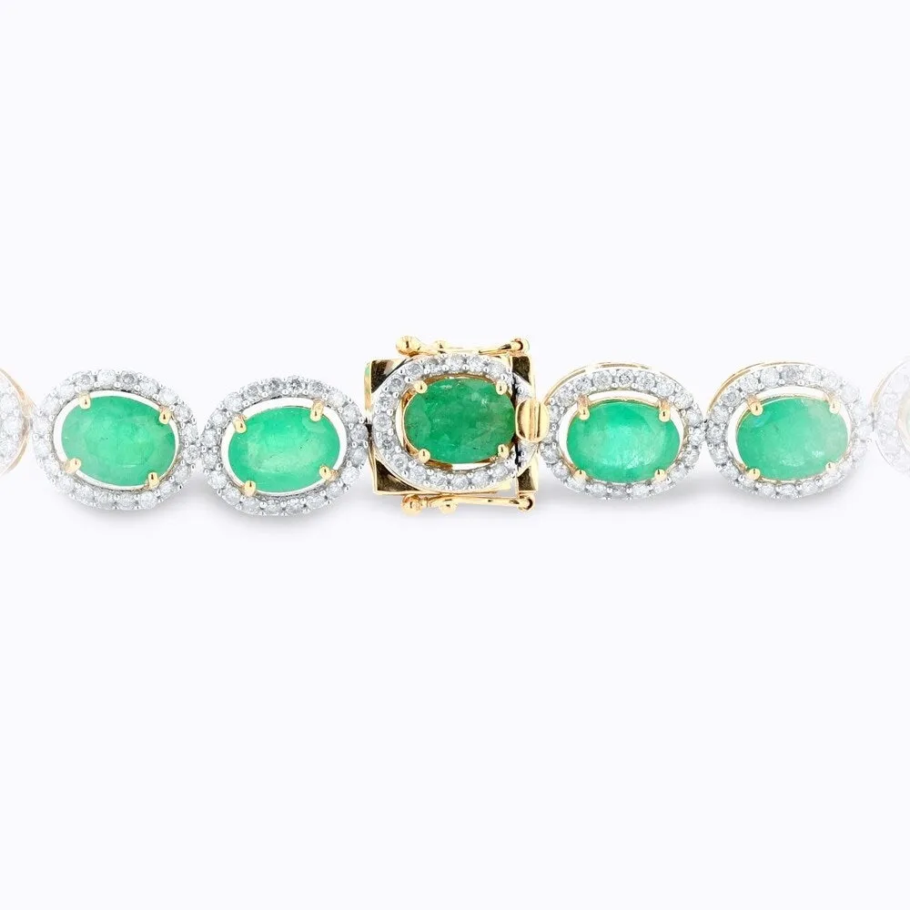Auriya Yellow 14k Gold 17 5/8ct Emerald and 3ct TDW Diamond Bracelet - Green sold by Zulily product image thumbnail 4