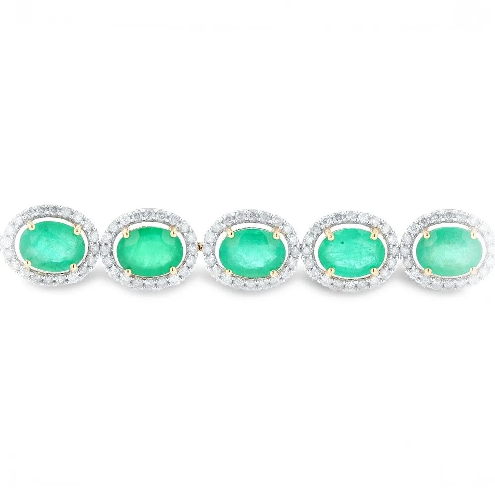 Auriya Yellow 14k Gold 17 5/8ct Emerald and 3ct TDW Diamond Bracelet - Green sold by Zulily product image thumbnail 3