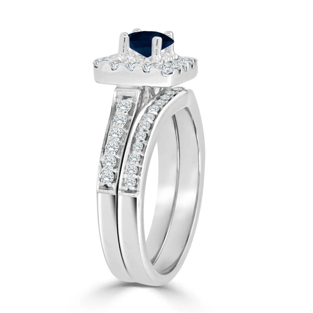Auriya 2/5ct Round Blue Sapphire and Halo Diamond Engagement Ring Set 14k Gold sold by Zulily product image thumbnail 5