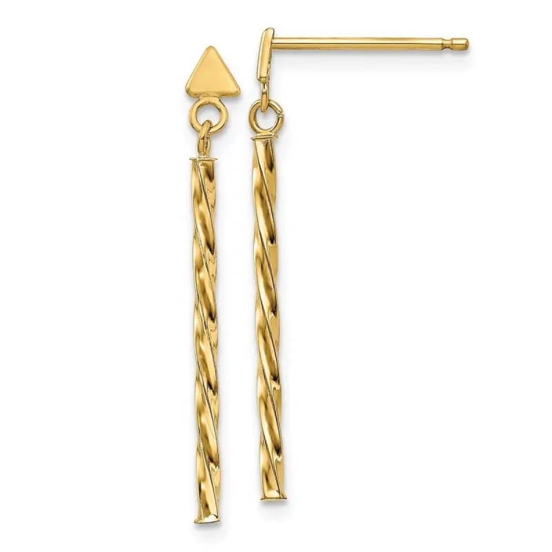 Curata 14k Yellow Gold 27x1.75mm Twist Bar Long Drop Dangle Earrings sold by Zulily