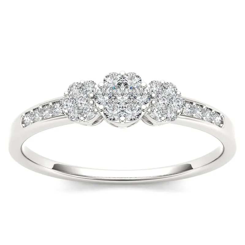 De Couer IGI Certified 10k White Gold 1/5ct TDW Diamond Cluster Engagement Ring sold by Zulily