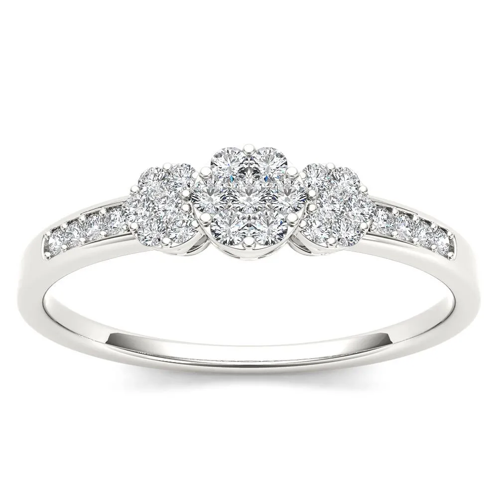 De Couer IGI Certified 10k White Gold 1/5ct TDW Diamond Cluster Engagement Ring sold by Zulily