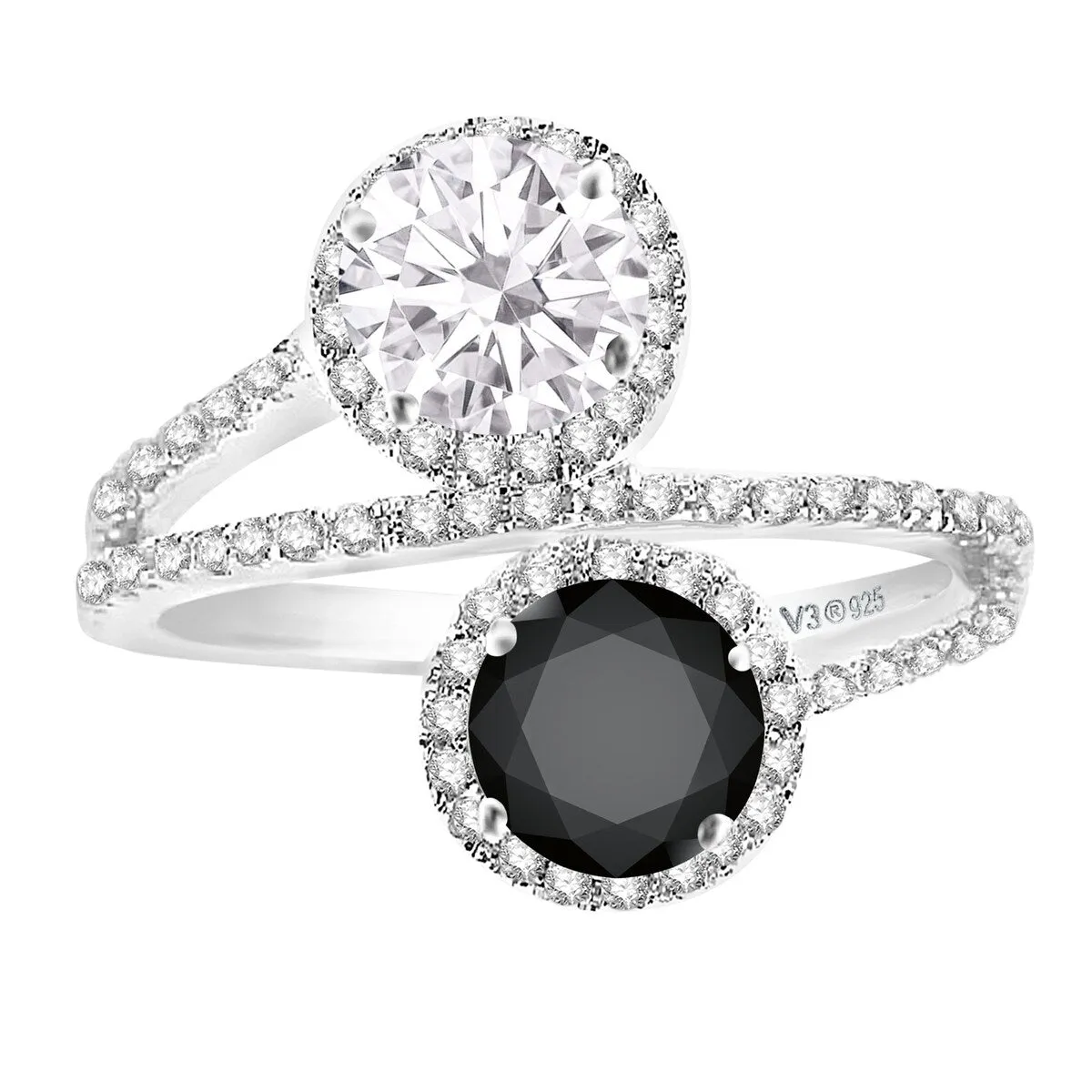 Sterling Silver with Black Diamond, Moissanite & White Topaz Ring sold by Zulily