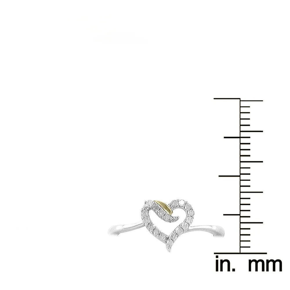 Two Tone Sterling Silver 0.15ct TDW Diamond Heart Promise Ring sold by Zulily product image thumbnail 3