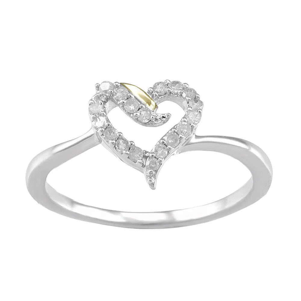 Two Tone Sterling Silver 0.15ct TDW Diamond Heart Promise Ring sold by Zulily