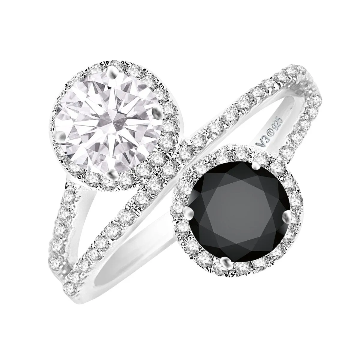 Sterling Silver with Black Diamond, Moissanite & White Topaz Ring sold by Zulily product image thumbnail 2