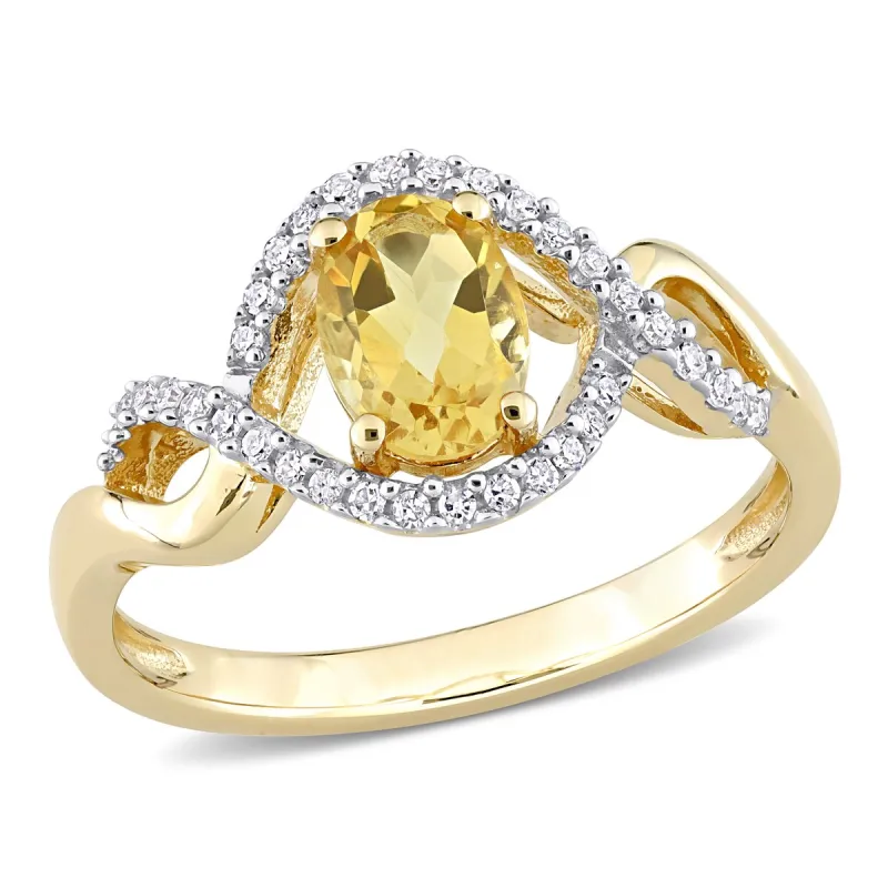 Miadora 10k Yellow Gold Citrine and 1/6ct TDW Diamond Halo Infinity Ring sold by Zulily