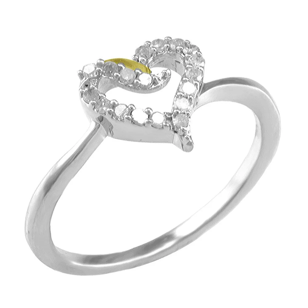 Two Tone Sterling Silver 0.15ct TDW Diamond Heart Promise Ring sold by Zulily product image thumbnail 2