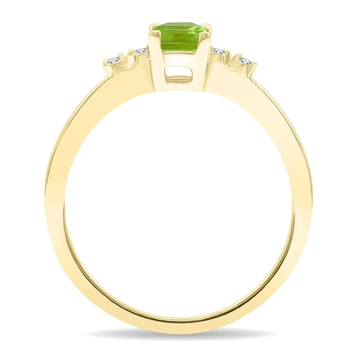 Women's Emerald Cut Peridot and Diamond Sparkle Ring in 10K Yellow Gold sold by Zulily product image thumbnail 3