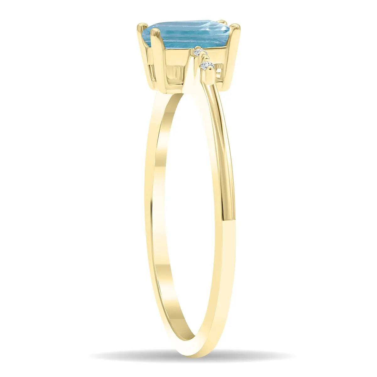 Women's Emerald Cut Aquamarine and Diamond Sparkle Ring in 10K Yellow Gold sold by Zulily product image thumbnail 2