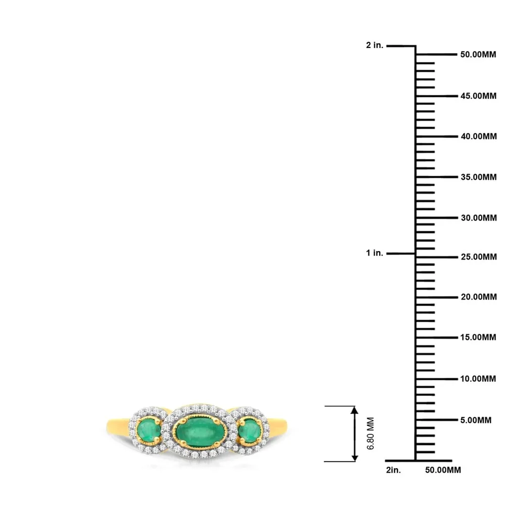 1/8ct TDW Diamond Gemstone Halo Three-Stone Ring in 10k Gold sold by Zulily product image thumbnail 4